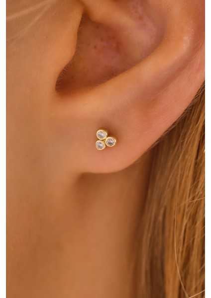 14 Ayar Altın Tragus Küpe Tria Vidalı