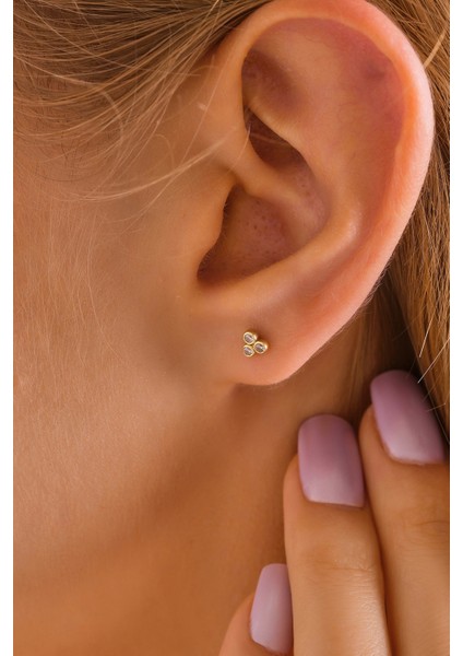 14 Ayar Altın Tragus Küpe Tria Vidalı