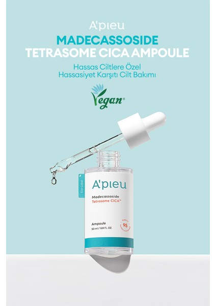 Hassas ve Yıpranmış Ciltler için Cica İçerikli Ampul A'PIEU Madecassoside Tetrasome Cica Ampoule