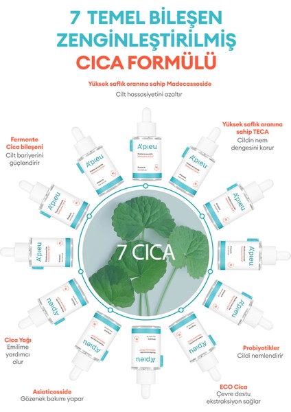 Hassas ve Yıpranmış Ciltler için Cica İçerikli Ampul A'PIEU Madecassoside Tetrasome Cica Ampoule