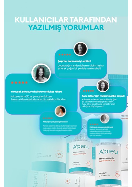 Hassas ve Yıpranmış Ciltler için Cica İçerikli Ampul A'PIEU Madecassoside Tetrasome Cica Ampoule