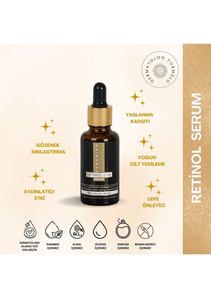 Retinol Serum %0.5 + Vitamin E +Hyaluronik Asit +Niasinamid B5
