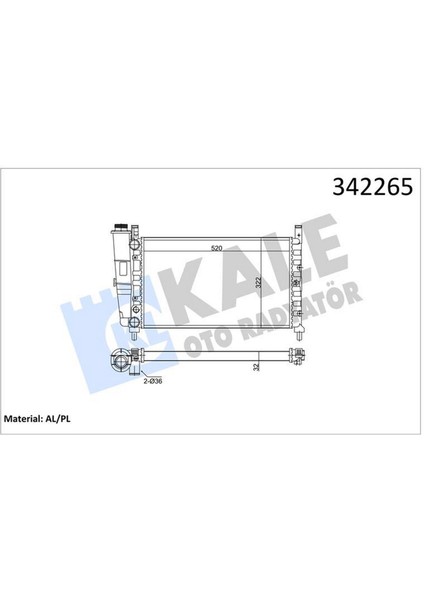 Motor Su Radyatörü [ Fiat Fiorino , box - Pick Up , Uno 70 i.e. 1.4 / 75 I.e. / 1.6 1993-2001 mt ] 12