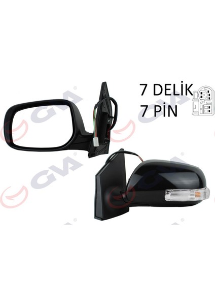Diş Dikiz Aynasi Sol Corolla 08 Elektrikli Isitmali Katlanir Sinyalli Astarli Konveks 7 Fiş VM-6263EBL 12
