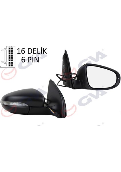 Diş Dikiz Aynasi Sağ Golf 09 Elektrikli Isitmali Sinyalli Konveks 6 Fiş Vm- 6197EHPR 12