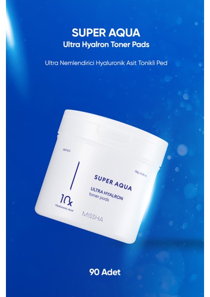 10 Farklı Hyaluronik Asit Kompleksi İçeren Arındırıcı Tonik Pad Super Aqua Ultra Hyalron Toner Pads