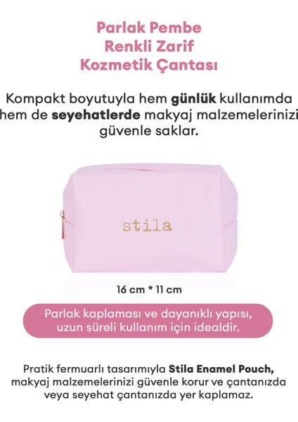 Şık ve Kullanışlı Parlak Yüzeyli Pembe Makyaj Çantası Stila Enamel Pouch (Pink) fiyatları