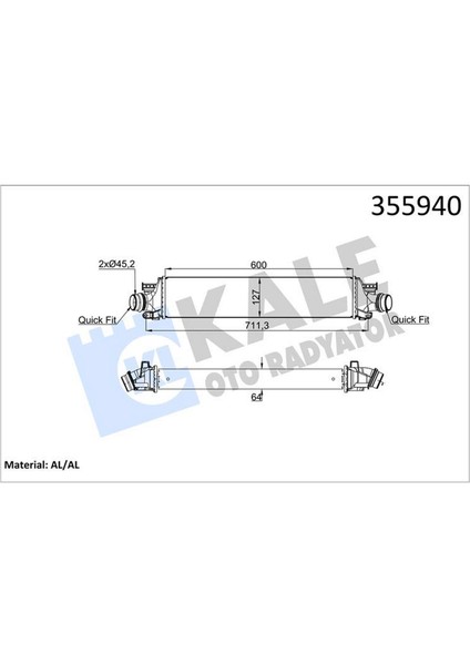 Intercooler Chevrolet Aveo 1.4 1.4turbo 11 64MM Al/brz 600X127X64 12