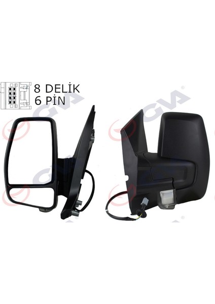 Diş Dikiz Aynasi Sol Transit Custom V362 12 Elektirikli Isitmali Desenli Sinyalli Konveks VM-6325RHL 1766580-683BL5JA6 12