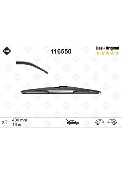Silecek Swf 40CM X1 Arka Xsara 03/98 -Micra 09/00 -Corsa C-Primera Sandero Meriva Vivaro 12