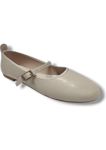 Nice Flower 5809-25 Deri Taşli Kemer Bantli Kadın Babet