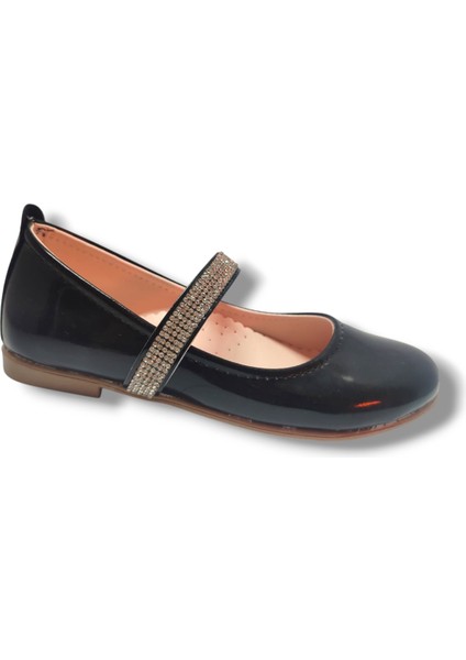 Rugan Deri Taşlı Lastik Bantlı Kız Çocuk Babet 31-36 modelleri