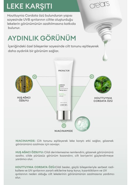 Mat Bitiş Sunan Suya Dayanıklı Güneş Kremi Cre'ars Profactor Sebum Zero Sunscreen SPF50+/PA++++