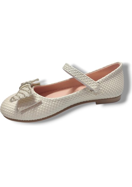 Baskı Deri Taşlı Fiyonk Cırt Bantlı Kız Çocuk Babet 31-36 fiyatları