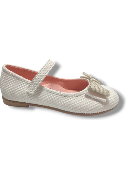 Baskı Deri Taşlı Fiyonk Çırt Bantlı Kız Çocuk Babet 26-30 modelleri