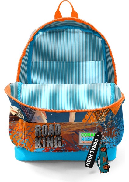 Kids Mavi Turuncu High Wheels Truck Desenli Dört Bölmeli Okul Sırt Çantası 23778 modelleri