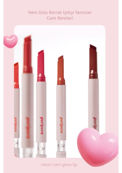 Yoğun Nemlendirici, Parlak Bitişli Balm PERIPERA Heart Jam Glow Lip (8 Peach Crumble)(Lucky Lottery)