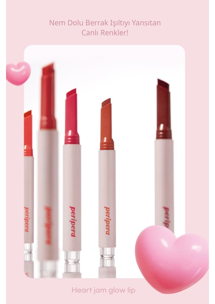 Yoğun Nemlendirici, Parlak Bitişli Balm PERIPERA Heart Jam Glow Lip (9Cherry Filling)(Lucky Lottery)