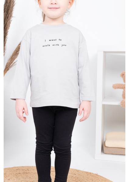 Mevsimlik T-Shirt Kız Erkek Çocuk Mevsimlik Uzun Kollu Tişört Baskılı Sweet