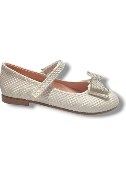 Baskı Deri Taşlı Fiyonk Çırt Bantlı Kız Çocuk Babet 21-25 modelleri