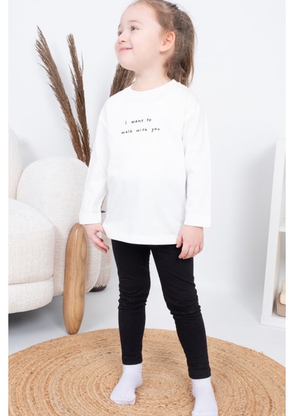 Mevsimlik T-Shirt Kız Erkek Çocuk Mevsimlik Uzun Kollu Tişört Baskılı Sweet