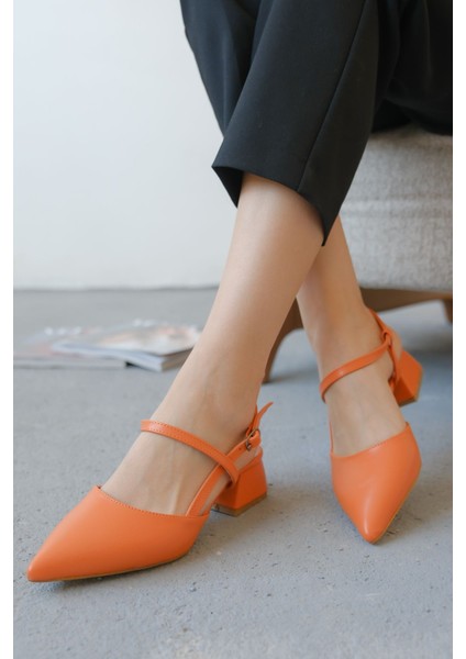 Kadın Franco Kısa Topuklu Ayakkabı - Turuncu
