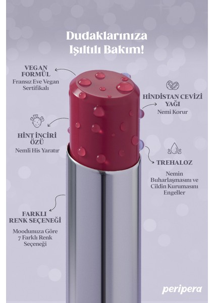 Yoğun Nemlendirme Sunan Vegan Dudak Balmı PERIPERA Ink Mood Glowy Balm (7 Mauve Dive) (Hip Gray)