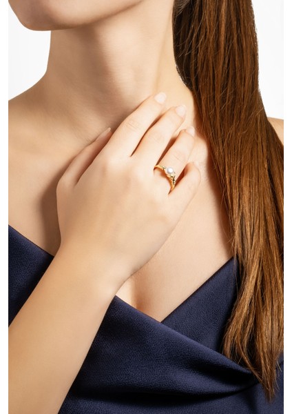 Doğal Inci Taşlı 18 Ayar Sarı Altın Kaplama Ayarlanabilir Gümüş Yüzük modelleri