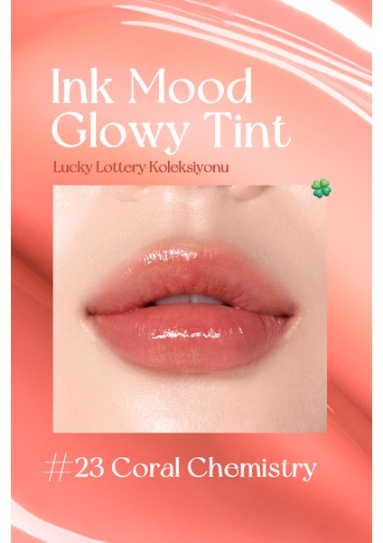 Kalıcı, Pigmentli,Parlak Bitişli Tint PERIPERA Ink Mood Glowy Tint 23 Coral Chemistry(Lucky Lottery)
