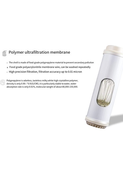10 Inç Soket Tipi Uf Içi Boş Fiber Ultrafiltrasyon Membran Filtresi 0.01 Mikrometre Yüksek Akışlı Membran Uf Kuru (Yurt Dışından) fırsatları