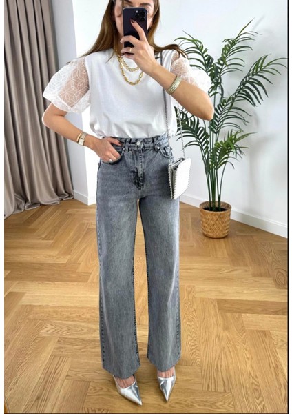 Premium Yüksek Bel Toparlayıcı Paçası Kesik Likralı Straight Jean fırsatları