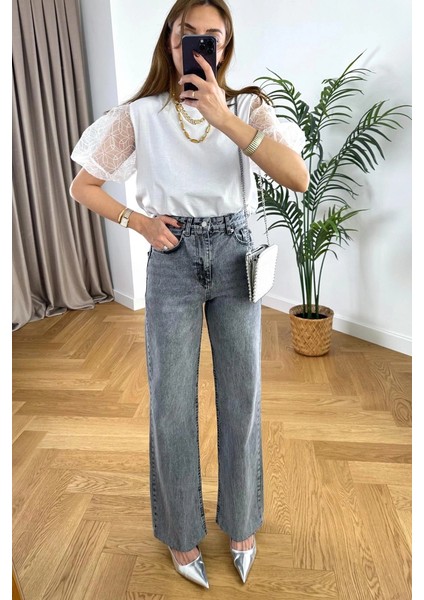 Premium Yüksek Bel Toparlayıcı Paçası Kesik Likralı Straight Jean indirimleri