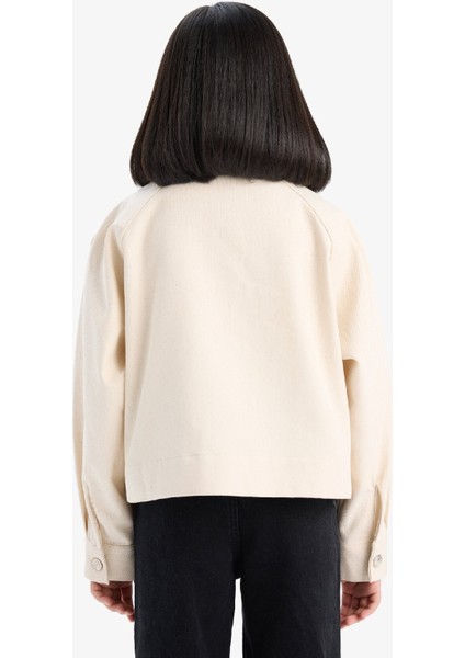 Kız Çocuk Cropped Fit Pamuklu Uzun Kollu Gömlek D9147A825SP