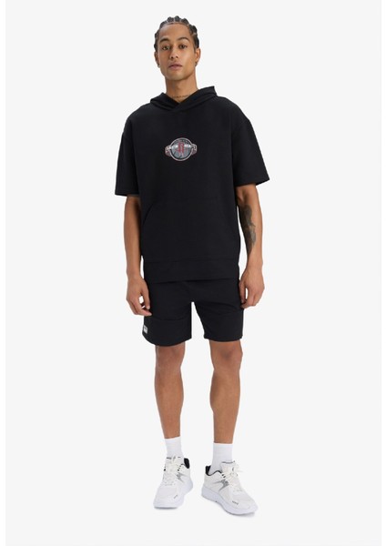 Defactofit Nba Houston Rockets Oversize Geniş Kalıp Kapüşonlu Sporcu Kısa Kollu TIŞÖRT D9898AX25SP