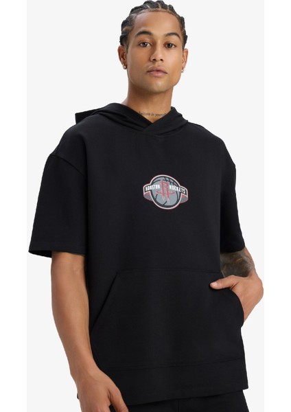Defactofit Nba Houston Rockets Oversize Geniş Kalıp Kapüşonlu Sporcu Kısa Kollu TIŞÖRT D9898AX25SP