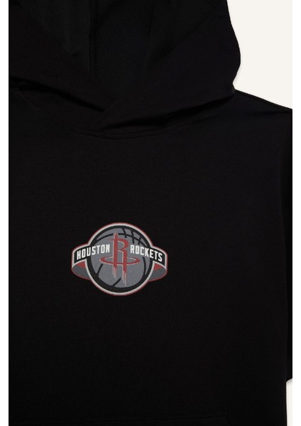 Defactofit Nba Houston Rockets Oversize Geniş Kalıp Kapüşonlu Sporcu Kısa Kollu TIŞÖRT D9898AX25SP