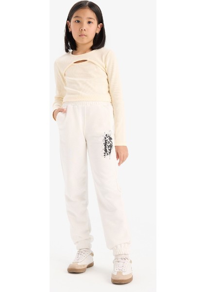 Kız Çocuk Beli Lastikli Baskılı Jogger Eşofman Altı E0025A825SP