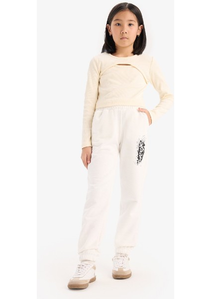 Kız Çocuk Beli Lastikli Baskılı Jogger Eşofman Altı E0025A825SP