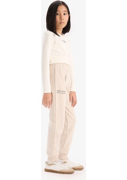 Kız Çocuk Baskılı Beli Paçası Lastikli Jogger Eşofman Altı D7012A824WN