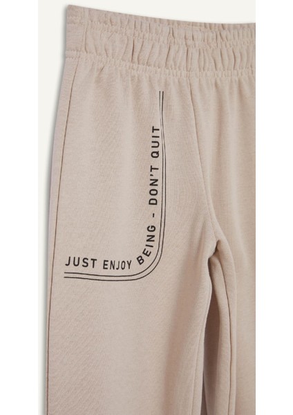 Kız Çocuk Baskılı Beli Paçası Lastikli Jogger Eşofman Altı D7012A824WN