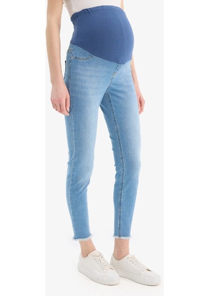 Skinny Fit Yüksek Bel Düz Paça Uzun Hamile Pantolon Z6878AZ24SP