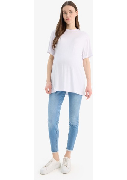 Skinny Fit Yüksek Bel Düz Paça Uzun Hamile Pantolon Z6878AZ24SP