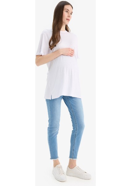 Skinny Fit Yüksek Bel Düz Paça Uzun Hamile Pantolon Z6878AZ24SP