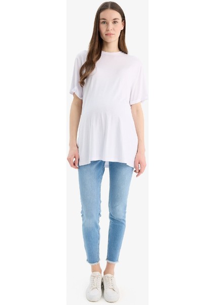 Skinny Fit Yüksek Bel Düz Paça Uzun Hamile Pantolon Z6878AZ24SP