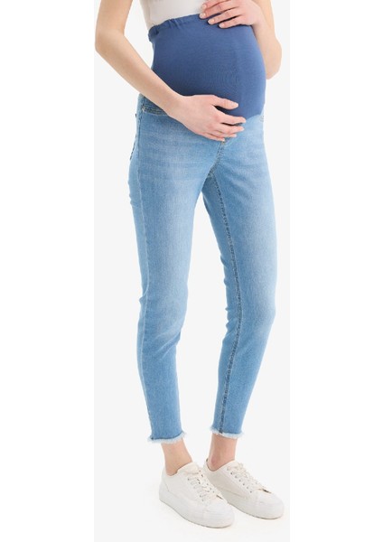 Skinny Fit Yüksek Bel Düz Paça Uzun Hamile Pantolon Z6878AZ24SP