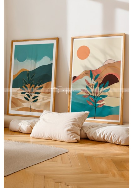 Doğal Manzara Ahşap Çerçeveli 2'li Tablo SETI-21X30