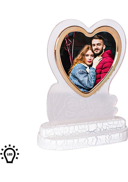 Renk Değiştiren Led'li Mıknatıslı Kalpli Fotoğraf Çerçevesi