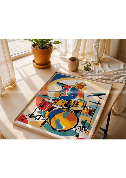 Caz Temalı Renkli Ahşap Çerçeveli 2'li Tablo Seti - 21X30 modelleri