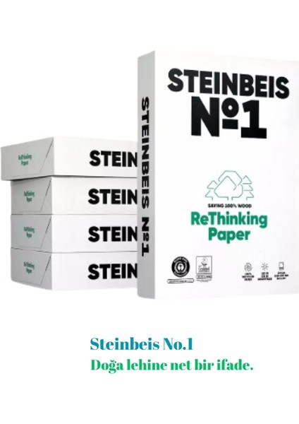 Steinbeis No.1 A4 Koli(500'lü 5 paket) 2500adet 80gr İso 70 belgeli doğa dostu %100 geri dönüştürülmüş kağıt
