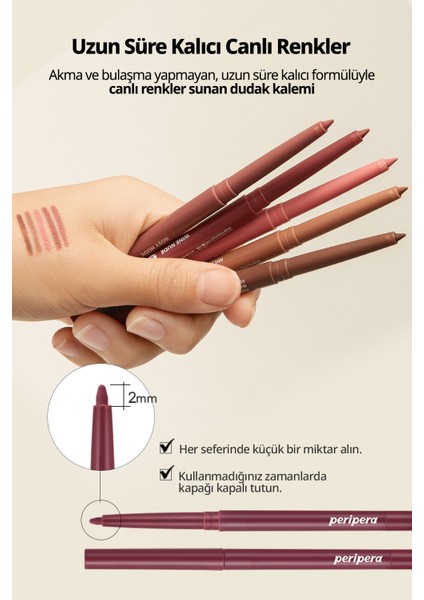 Kadife Bitiş Sunan, Yoğun Pigmentli Dudak Kalemi PERIPERA Ink Velvet Lip Liner (03 Soft Pink)